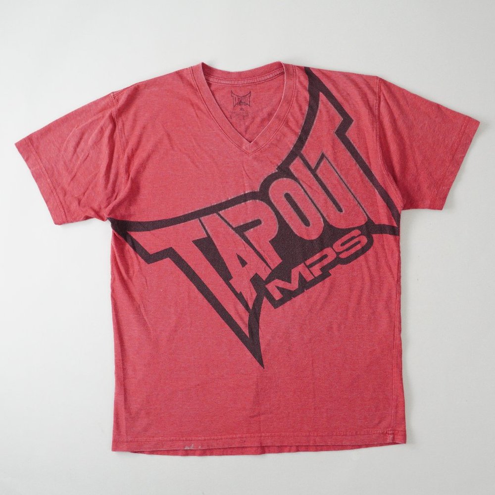 Tapout MPS Graphic T-Shirt V-Neck Short Sleeve MMA Fighting Red Mens Size XL